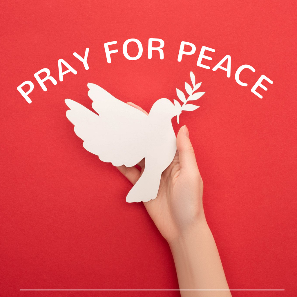 Pray for Peace Text on Red Instagram Design Template