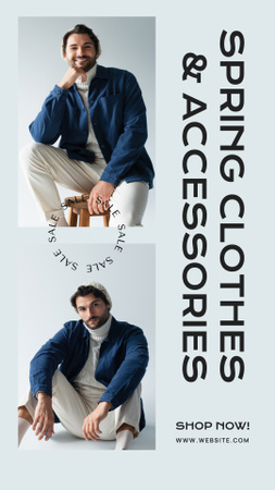 Designvorlage Frühjahrsangebot für Herrenbekleidung und Accessoires für Instagram Video Story