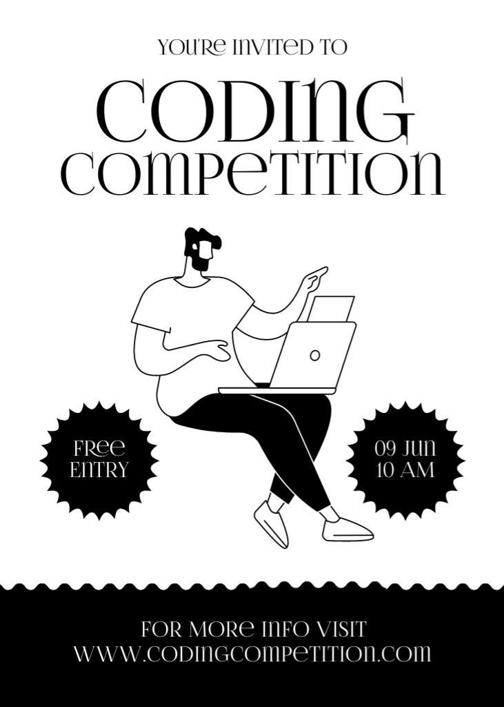 Modèle de visuel Coding Competition Announcement with Programmer - Invitation