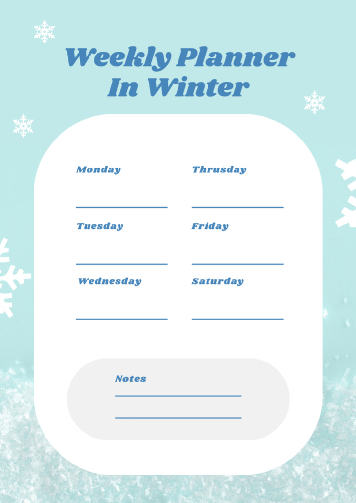 Winter Weekly Planner Schedule Planner Modelo de Design