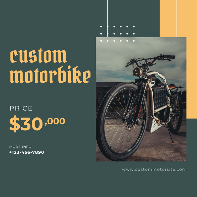 Ontwerpsjabloon van Instagram van Custom Motorbike Offer