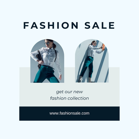 Ad of New Fashion Collection with Stylish Woman Instagram Design Template