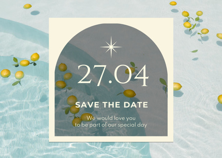 Wedding Announcement With Lemons In Water Postcard 5x7in Design Template