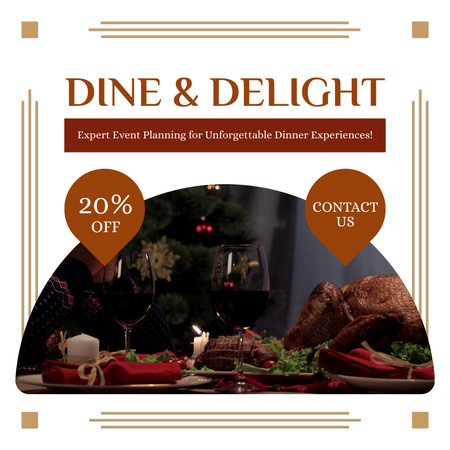 Discount on Organizing Events with Unforgettable Dinners Animated Post Design Template