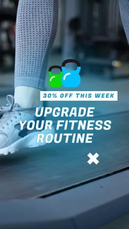 Platilla de diseño Running On Treadmill In Gym With Discount Offer TikTok Video