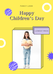 Children's Day Greeting With Girl Holding Toy