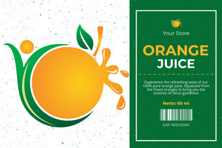 Upea appelsiinimehu pakkaustarjouksessa Label Design Template