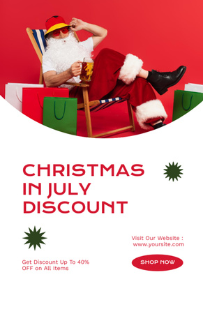 Christmas Discount in July with Merry Santa Claus Flyer 5.5x8.5in Design Template