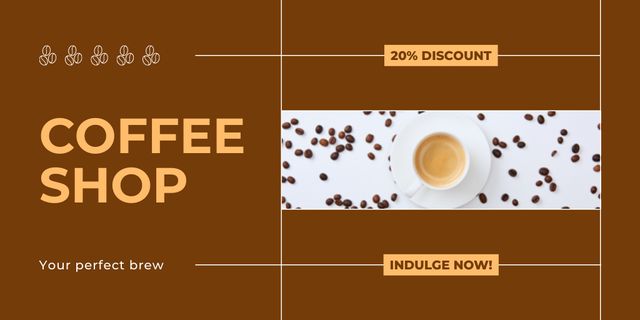 Rich Coffee at Lower Prices In Coffee Shop Twitter Design Template