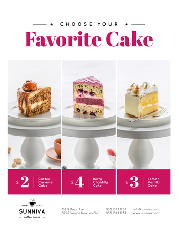 Bakery Ad with Assortment of Sweet Cakes Poster 8.5x11in Πρότυπο σχεδίασης