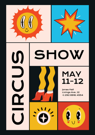 Bright Announcement of Circus Show Poster A3 Design Template