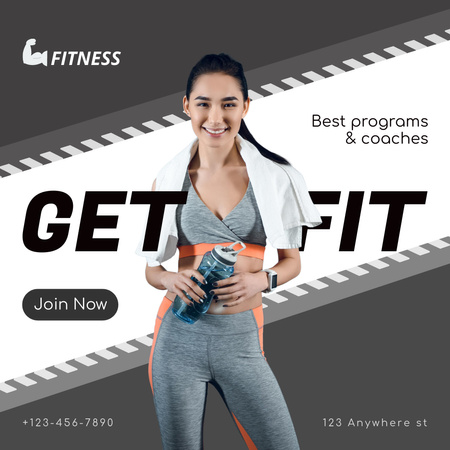 Smiling Sportswoman After Workout in Gym Instagram Design Template