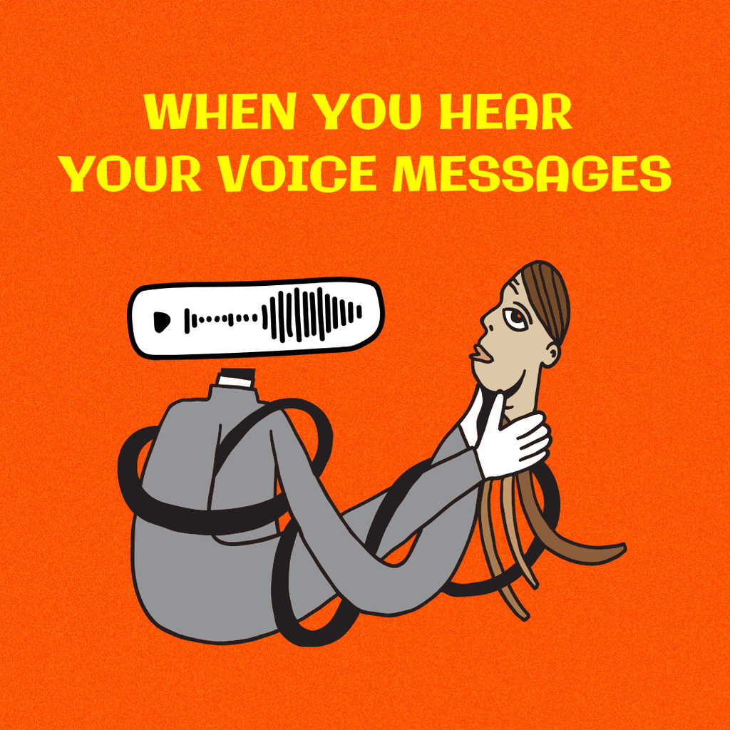 Funny Illustration about Voice Messages Instagram Design Template