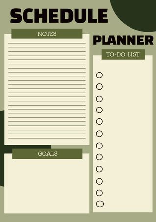 Daily Goals Planner in Green Schedule Planner Modelo de Design