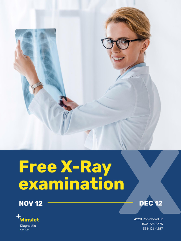 Szablon projektu Offer Free Chest X-Ray Checkup In Blue Poster US