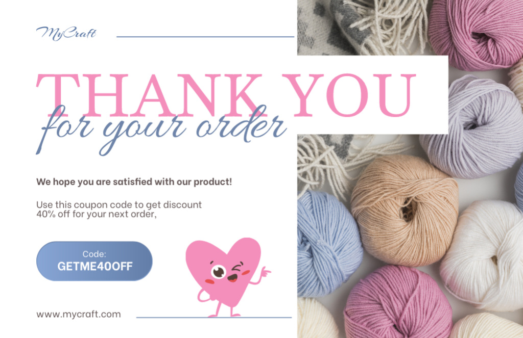 Thank You for Yarn Order Thank You Card 5.5x8.5in tervezősablon