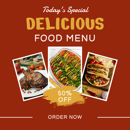 Plantilla de diseño de Special Food Menu Offer with Roasted Chicken and Taco Instagram 