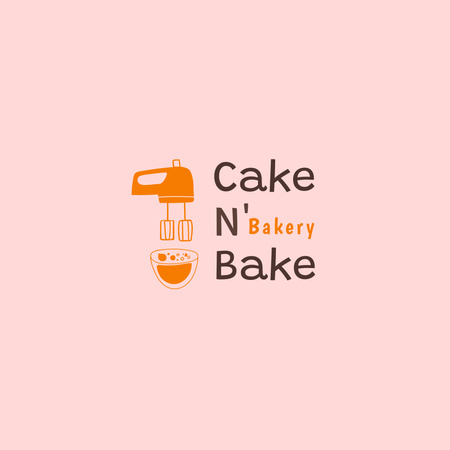ベーキングツールのイラストを使用したベーカリー広告 Logoデザインテンプレート