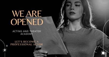 Announcement of Opening of Theater Academy Facebook AD Design Template