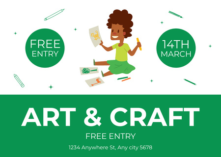Arts And Craft With Free Entry Card Design Template