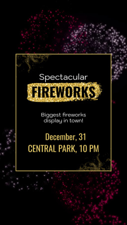 Platilla de diseño Splendid Fireworks On New Year Eve Night Instagram Video Story