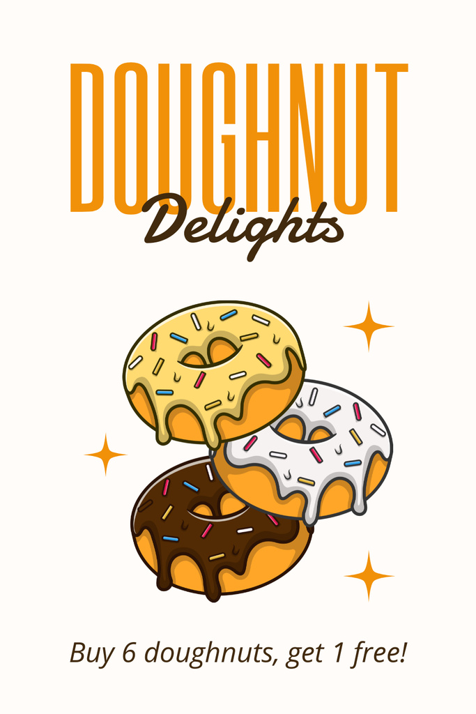 Doughnut Delights Ad with Illustration of Various Desserts Pinterest tervezősablon
