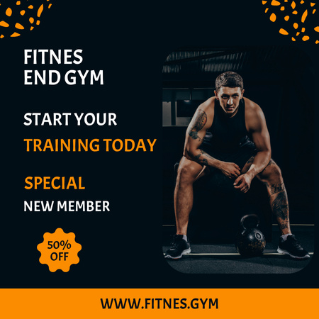 Gym Offer with Strong Man Instagram Design Template