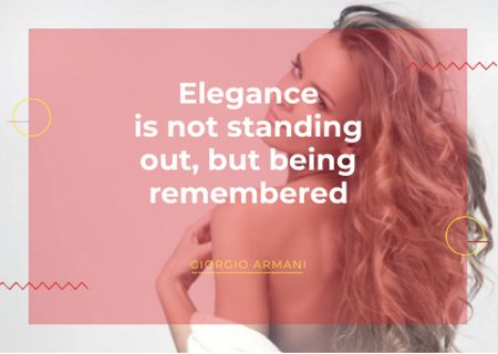 Designvorlage Citation about Elegance with Attractive Woman für Card