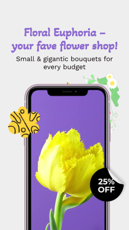 Floral Shop With Flower Bouquets Discount Instagram Video Story Design Template