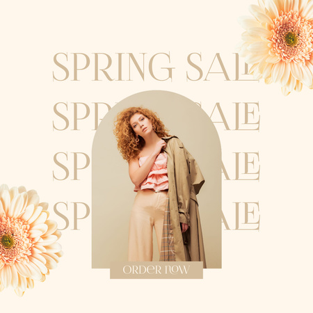 Plantilla de diseño de Oferta elegante de rebajas de moda de primavera. Instagram AD 