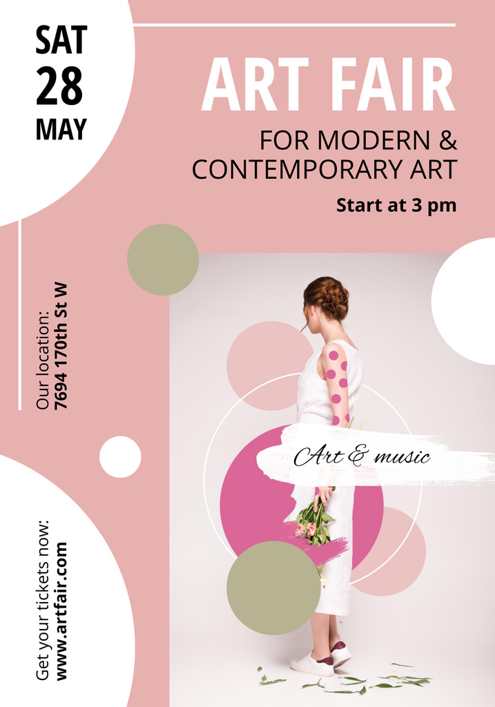 Modern And Contemporary Art Fair Announcement In May Poster 28x40in Modelo de Design