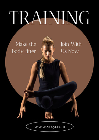 Platilla de diseño Yoga Studio Advertisement with Woman in Lotus Position Poster