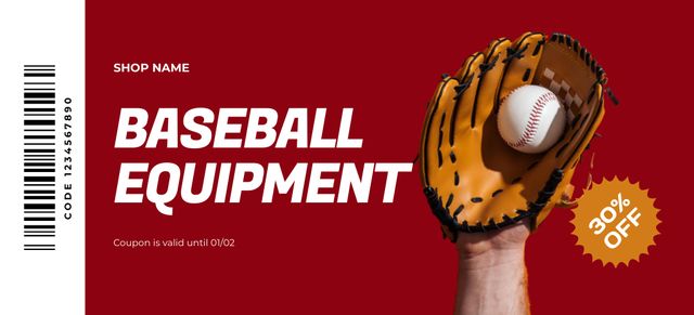 Baseball Supplies Offer With Discount Coupon 3.75x8.25in Modelo de Design