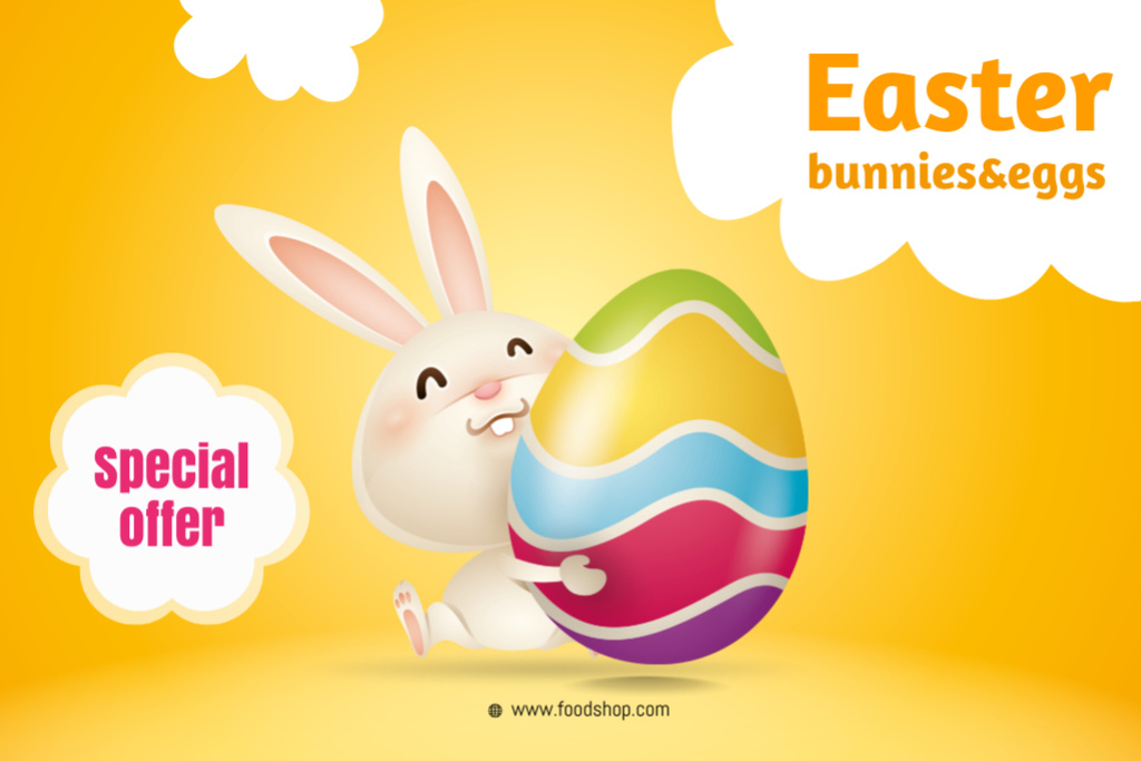 Special Sale Offer For Easter Holiday With Bunny Label Tasarım Şablonu