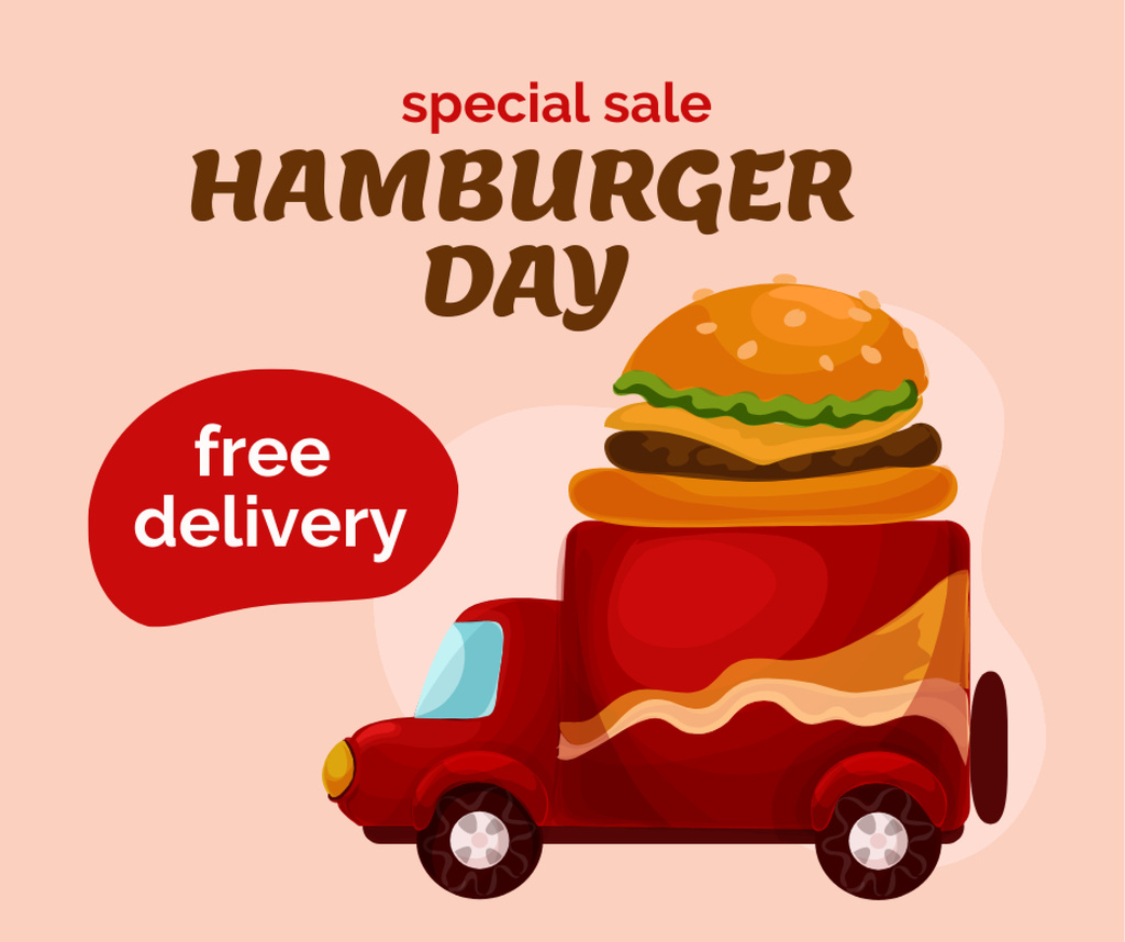 Hamburger Day Special Sale Announcement Facebook tervezősablon