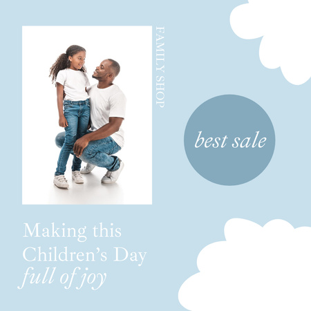 Dad with Daughter on Children's Day Animated Post Design Template