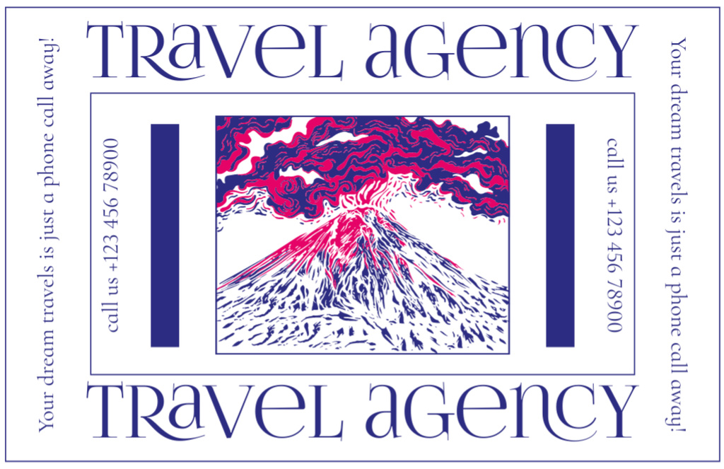 Travel Agency's Promo with Sketch of Volcano Thank You Card 5.5x8.5in Modelo de Design