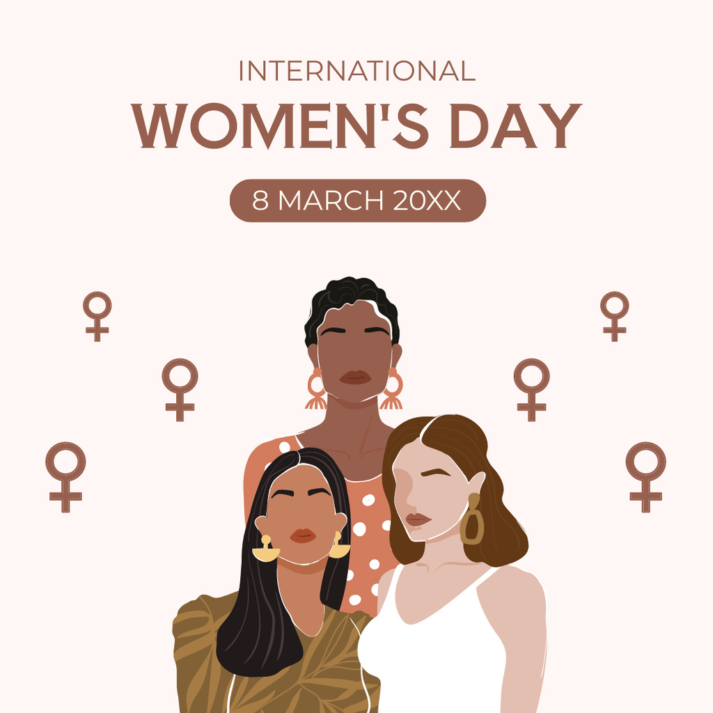 International Women's Day Celebration with Beautiful Women Instagramデザインテンプレート