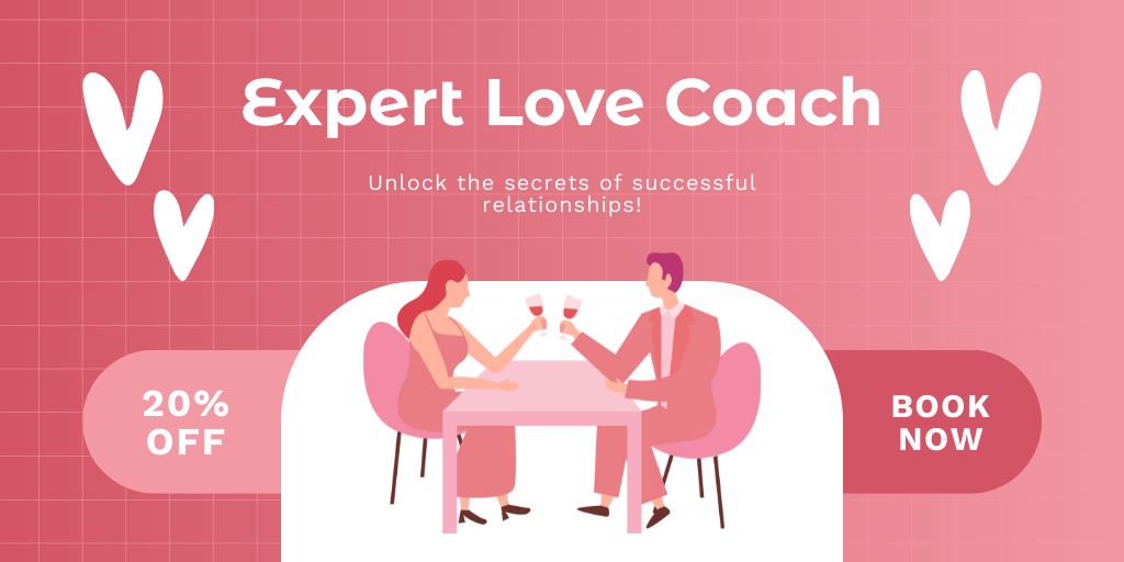 Designvorlage Book Now a Consultation of Love Coach für Twitter
