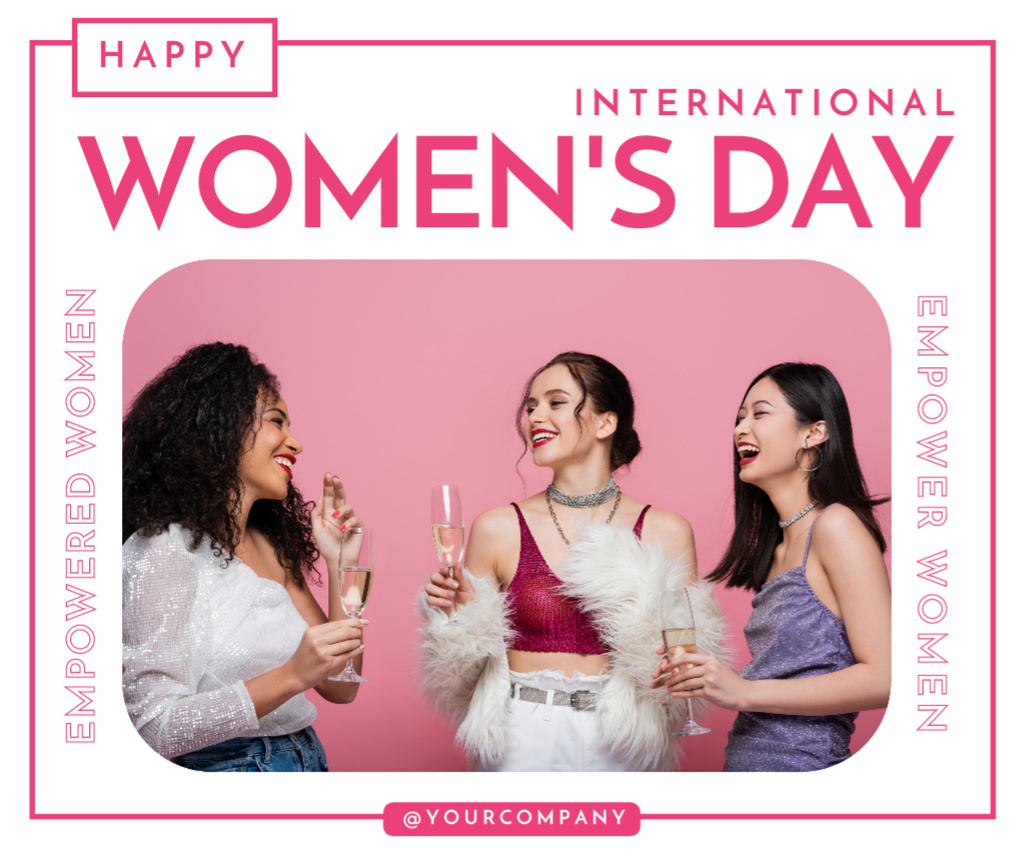 Young Beautiful Women celebrating Women's Day Facebook Design Template