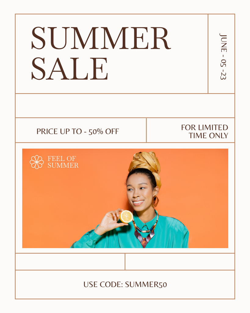 Designvorlage Summer Fashion Sale Announcement für Instagram Post Vertical
