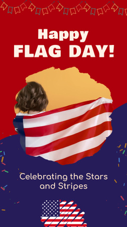 Ontwerpsjabloon van Instagram Video Story van Little American Girl feliciteert met Flag Day