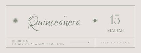 Minimalistic Quinceañera Festivity Announcement Ticket Πρότυπο σχεδίασης
