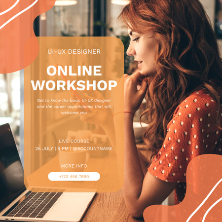 Designvorlage Online-Workshop für UI- und UX-Designer für LinkedIn post