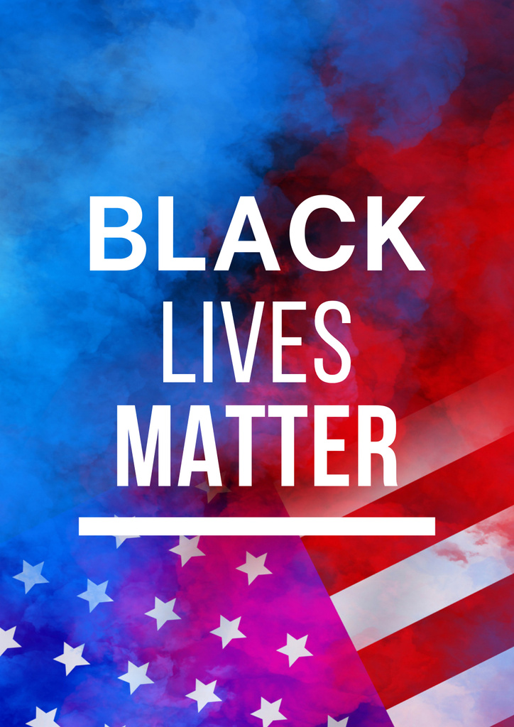 Modèle de visuel Black Lives Matter Slogan on Background of American Flag - Poster