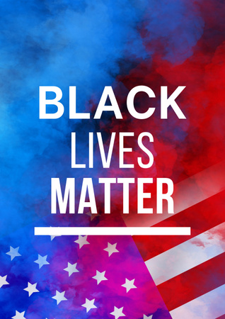 Designvorlage Slogan „Black Lives Matter“ auf dem Hintergrund der amerikanischen Flagge für Poster