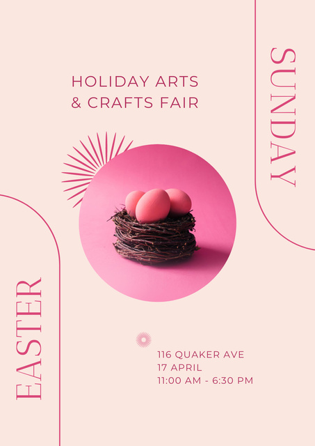 Easter Holiday Arts And Crafts On Sunday Announcement Poster Design Template