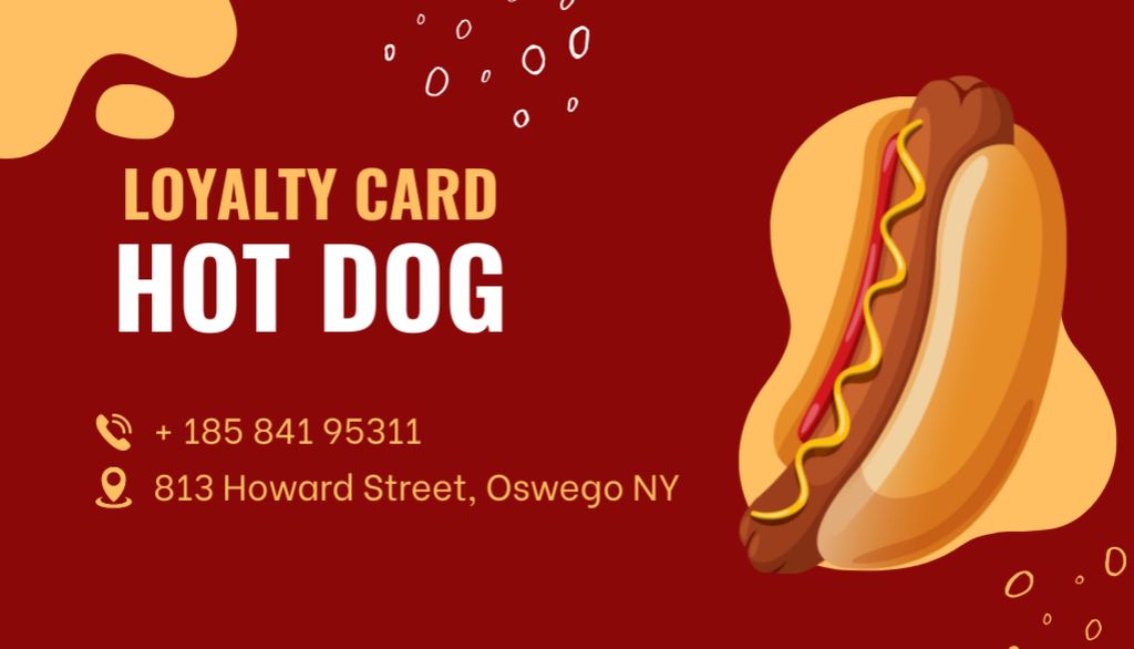 Designvorlage Hot-Dogs Discount on Red für Business Card US