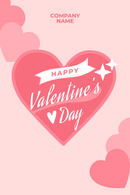 Valentine's Day Greeting with Hearts on Baby Pink Postcard 4x6in Vertical Tasarım Şablonu