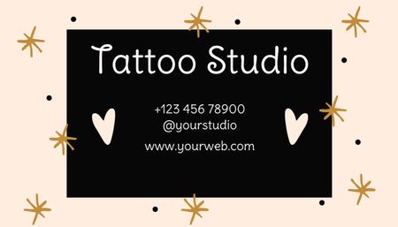 Tattoo Studio Service Offer With Cute Cats Business Card US Design Template